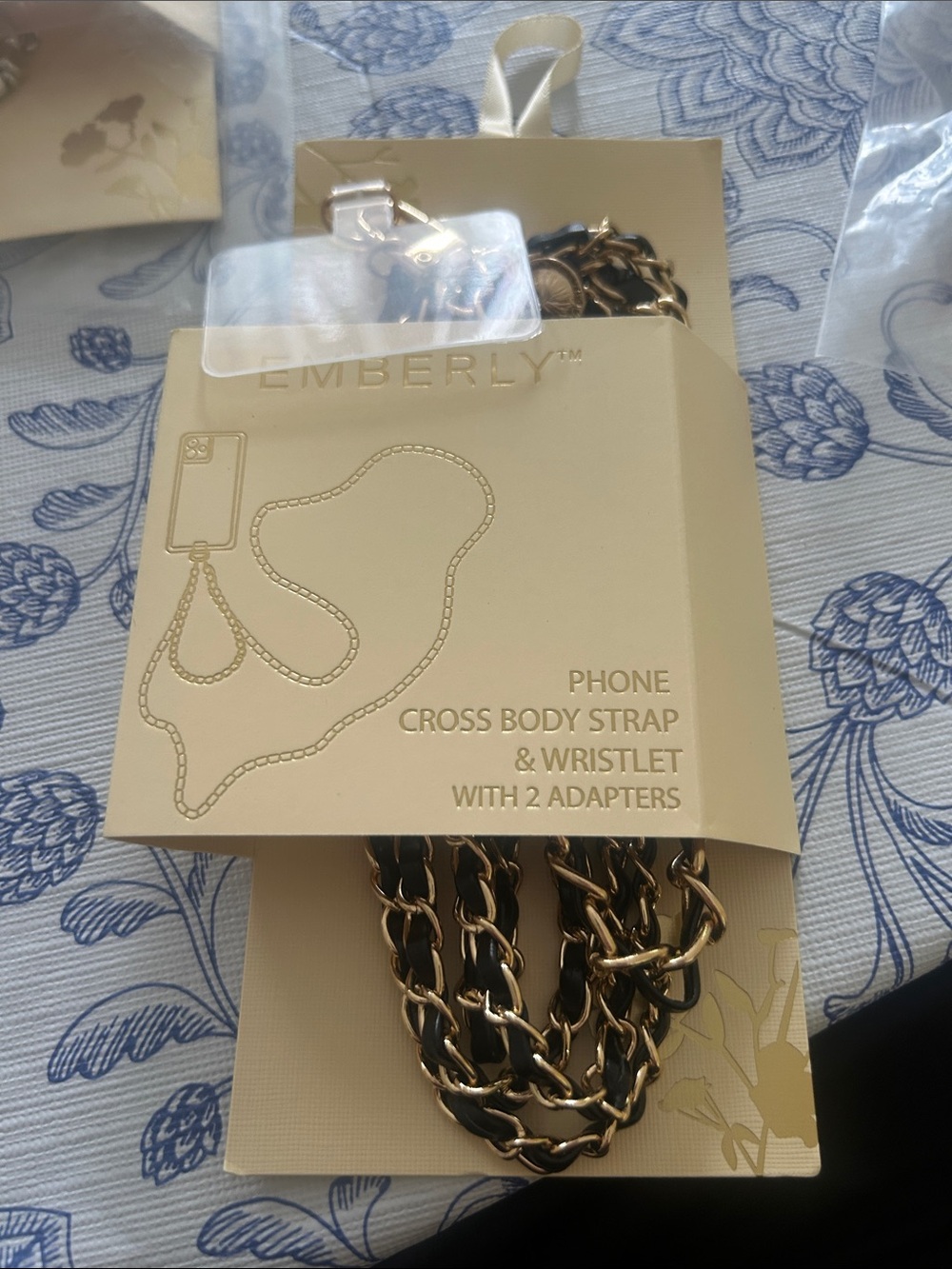 Black and Gold Phone Crossbody Strap & Wristlet